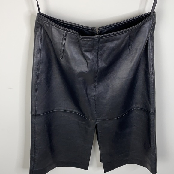 Cache double slit leather skirt -0 - Picture 2 of 7